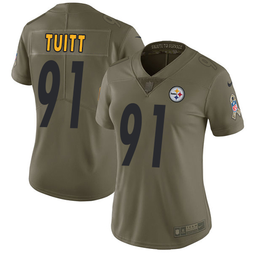 Nike Steelers #91 Stephon Tuitt Olive Women's Stitched NFL Limited Salute to Service Jersey